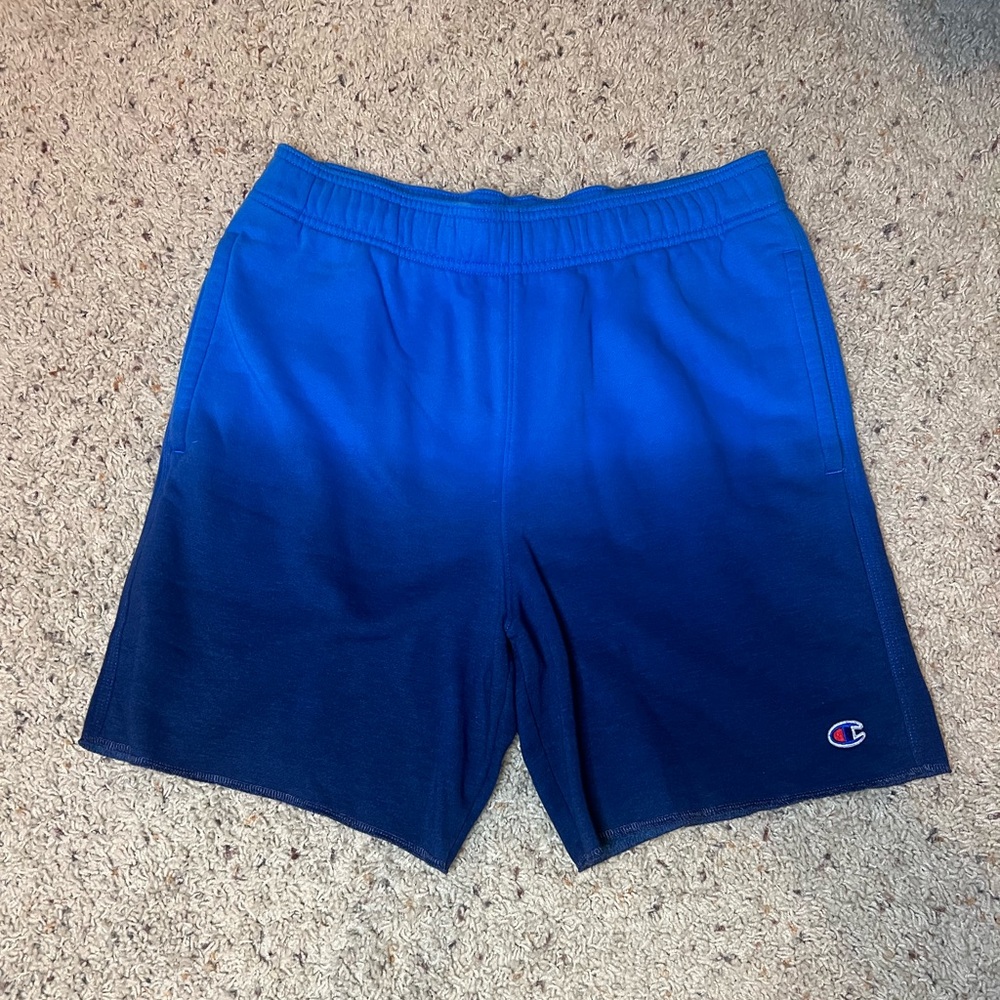 Champion Men's 7-inch Specialty Dye Fleece Short Blue Dip Dye Ombre Size M